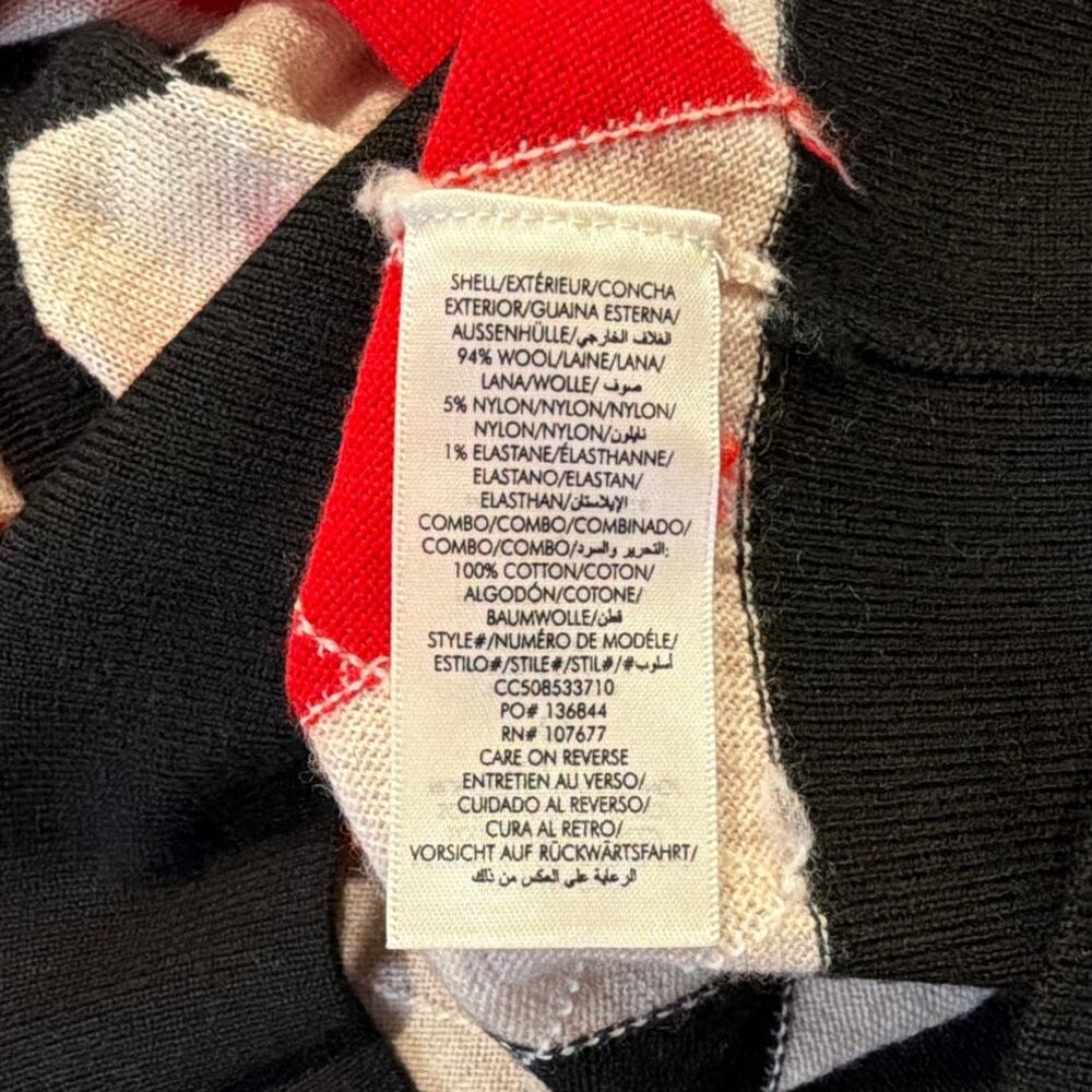 NWOT Alice + Olivia Carol Ann Argyle Wool Sweater, Small, Red Black Cream - Picture 4 of 6